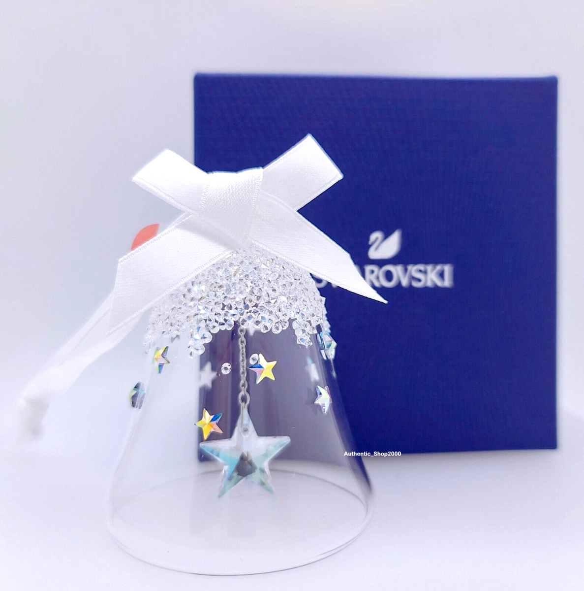 New 100% SWAROVSKI Crystal Aurora Borealis Effects L Star Bell Ornament  5545451