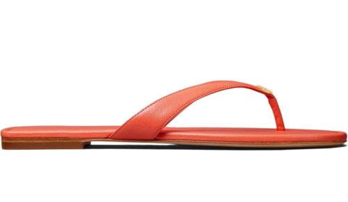 NIB TORY BURCH $178 CORAL CRUSH CLASSIC LEATHER FLIP FLOP THONG SANDAL/Sz 6 - Picture 3 of 6
