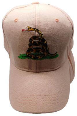 Gadsden Tea Party Yellow Snake Embroidered Baseball Cap – Light Pink Design, Adjustable Fit