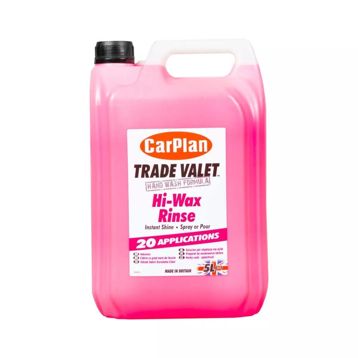CarPlan Hi Wax Enjuague 5 Litros Brillo Instantáneo 5L Spray/Verter Coche Limpieza Valet CWR005