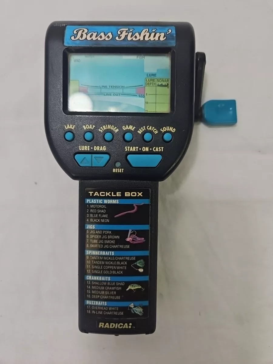 Radica Bass Fishin' Hand Held Electronic Fishing Game 1996 Model 3732 Tested