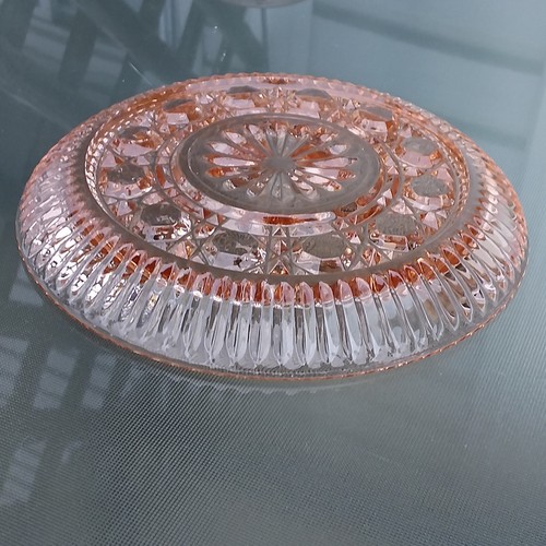 Indiana Apricot Pink Depression Glass Bowl and Small Plate Set 1930s. - Picture 7 of 10