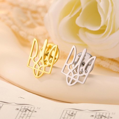 IT. Spilla bavero ucraina simbolo oro Tryzub Tridente cappotto ucraino regalo braccia di - Foto 5 di 17