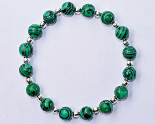 Brin De Perles Malachite Ronde - Pour Bracelet Ou Collier, Pierre Verte, Livraison Offerte
