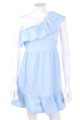 VERO MODA Dress One-Shoulder Volants Frills XS sky blue