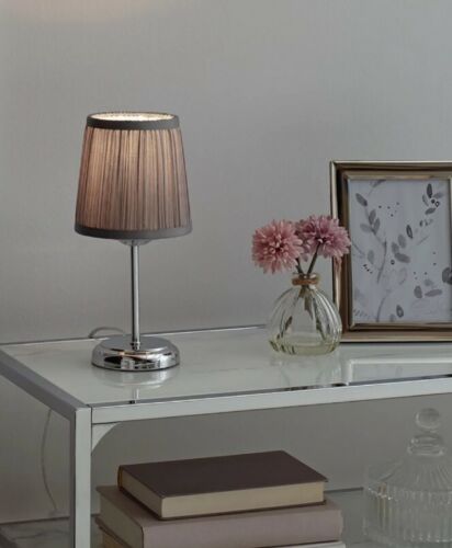 29 cm tissu plissé GRIS abat-jour lampe de table CHAMBRE À COUCHER NUIT DÉCORATION MAISON CADEAU 🙂 - Photo 1/8