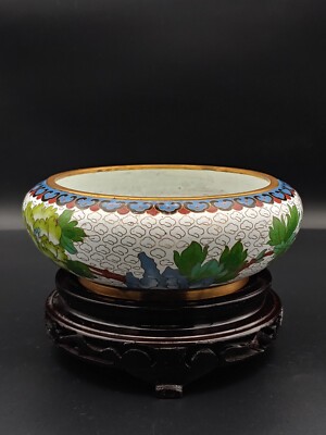 景泰蓝珐琅彩洞庭花卉笔洗 Vintage Chinese Cloisonne Enamel Full Art