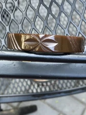 Carved Vintage Brown Bakelite Plastic Bangle Simichrome Tested 2 3/4" Diameter