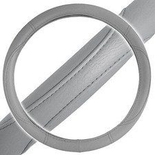 Gray 14.5 - 15.5 Basic Design Pu Leather Steering Wheel Cover