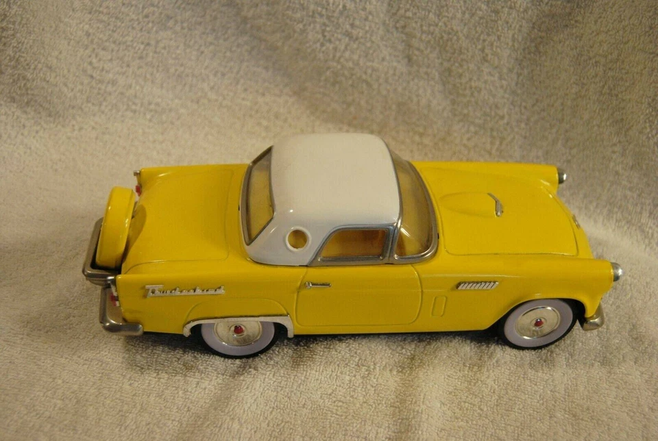Tin Japan Toy Car Thunderbird 1956 Yellow Model White Top - Image 4 of 4