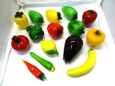(15) Glass Fruit and Vegetable Vintage Murano Style Handblown Art Deco