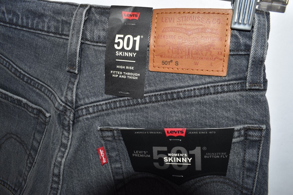 New Levi's Premium 501 S Skinny High Rise Dark Jeans Womens Size