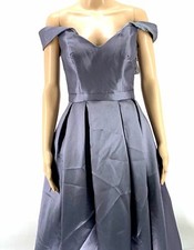 New $551 Xscape Womens Grey Off-Shoulder Sweetheart Neck Ball Gown Dress Size 2