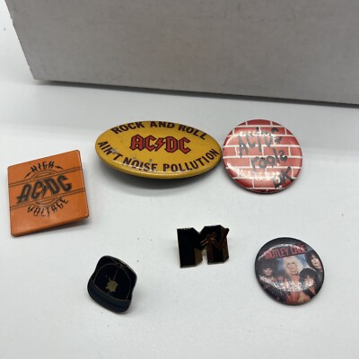 AC/DC pin Vintage High Voltage Pinback Badge Lot MTV Motley Crue | eBay