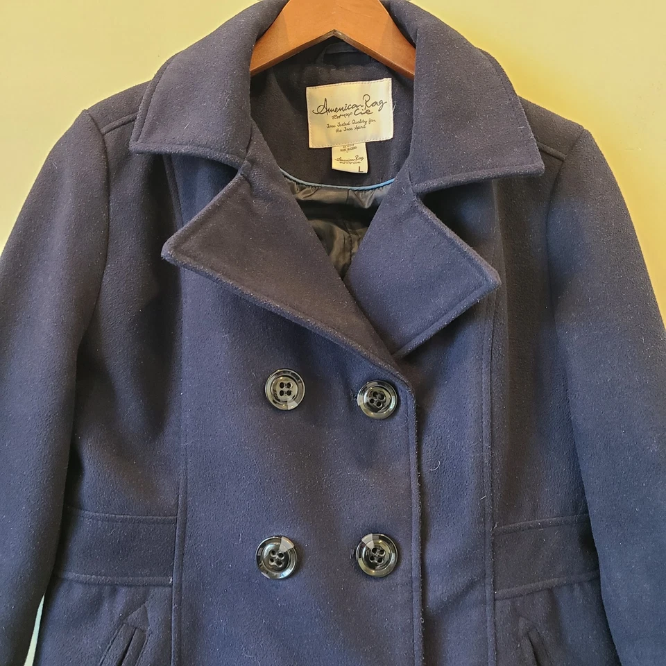 Женская двубортная куртка American Rag большая темно-синяя на пуговицах спереди - Изображение 2 из 4