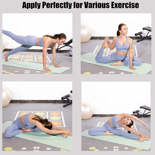 HERUI Yoga Mat Alignment Lines Anti-Slip Exercise Mat with Carrying Bag Fitness  - Picture 4 of 10