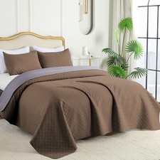 Reversible Pin sonic Quilted Bedspread Sofa Throw Pillowcase Double King Bed Set
