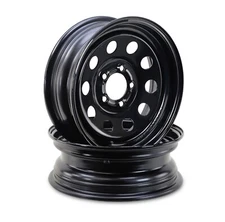 LIBRA 15 x 5 Trailer Wheels 5 Lug on 4.5" Bolt Pattern Black Mod, Set 2-17007