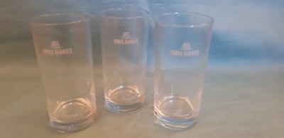 Collectable Set of 3 Three Barrels Rare Old French Brandy Hi-ball Glasses-GC