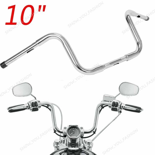 14" Rise 1" Ape Hanger Handlebars For Harley Sportster XL1200 & Custom Models - Black, Pre-Drilled For Wiring