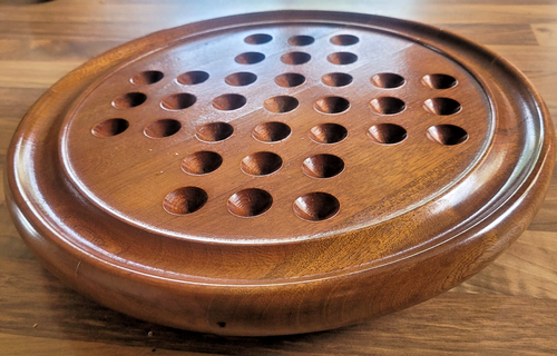 Turned Wood with Pillar Legs 29cms Dia. Solitare Board with Marbles - Picture 8 of 13