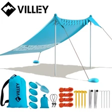 VILLEY Portable Beach Tent Sun Shelter 8×7FT UPF50+Protection Sun Shade w/2 Pole