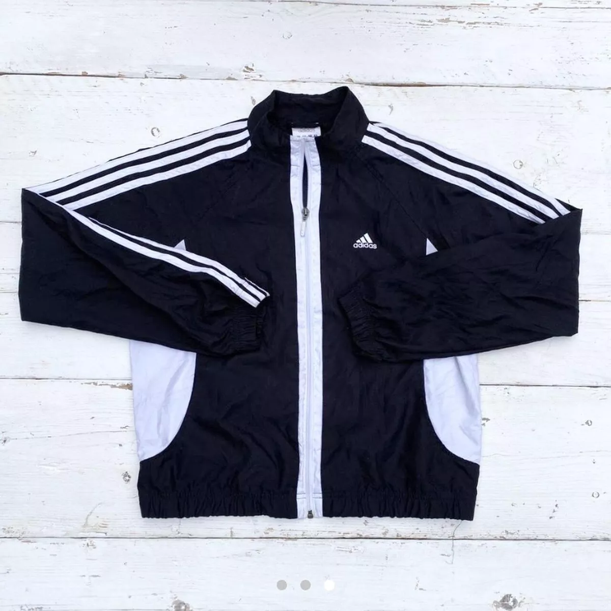 Adidas Tracksuit Top Women's Size 14 White And Black Full Zip Sports Jacket  Coat | eBay