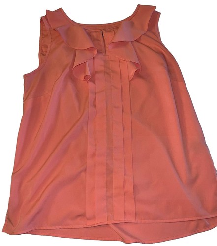 Liz Claiborne -Women's Peach Flirty Ruffle Top - Medium, Sleeveless* - Picture 3 of 17