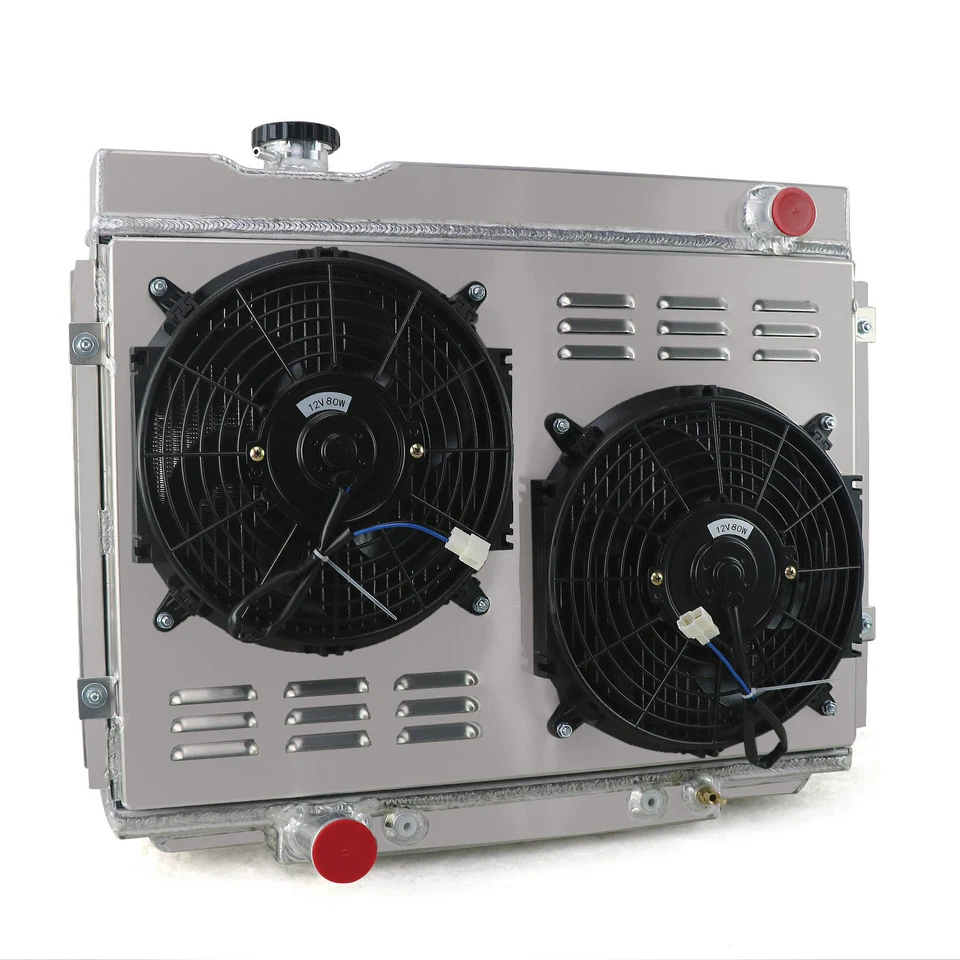 3 Row Radiator&Shroud Fan For 1968-1970 Ford Mustang/Torino/Ranchero/Fairlane V8 Foto 2 de 4