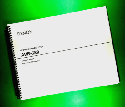 Owners Manual For Denon AVR-588 Surround Receiver, 63 Pages With Clear Covers!