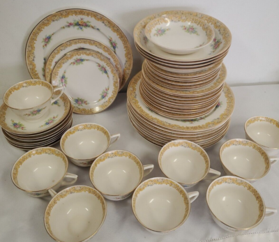 Vintage Warwick China USA 51 pcs Plates Bowls Cups Saucers Floral