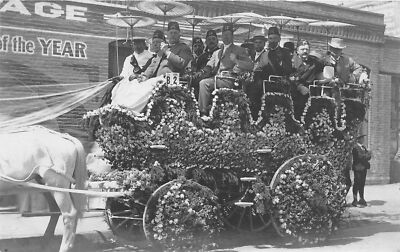 H64/ Interesting RPPC Postcard c1910 Parade Float Flowers Shriners 7