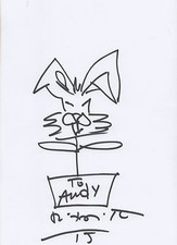 Romero Britto Zeichnung mit Autogramm signed A4 Karteikarte