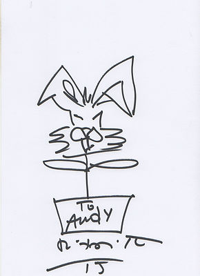 Romero Britto Zeichnung mit Autogramm signed A4 Karteikarte