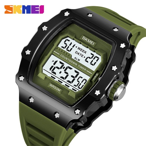 SKMEI Men Square Watch Fashion Transparent Case Wristwatch Male Silicone Watches - Picture 30 of 34