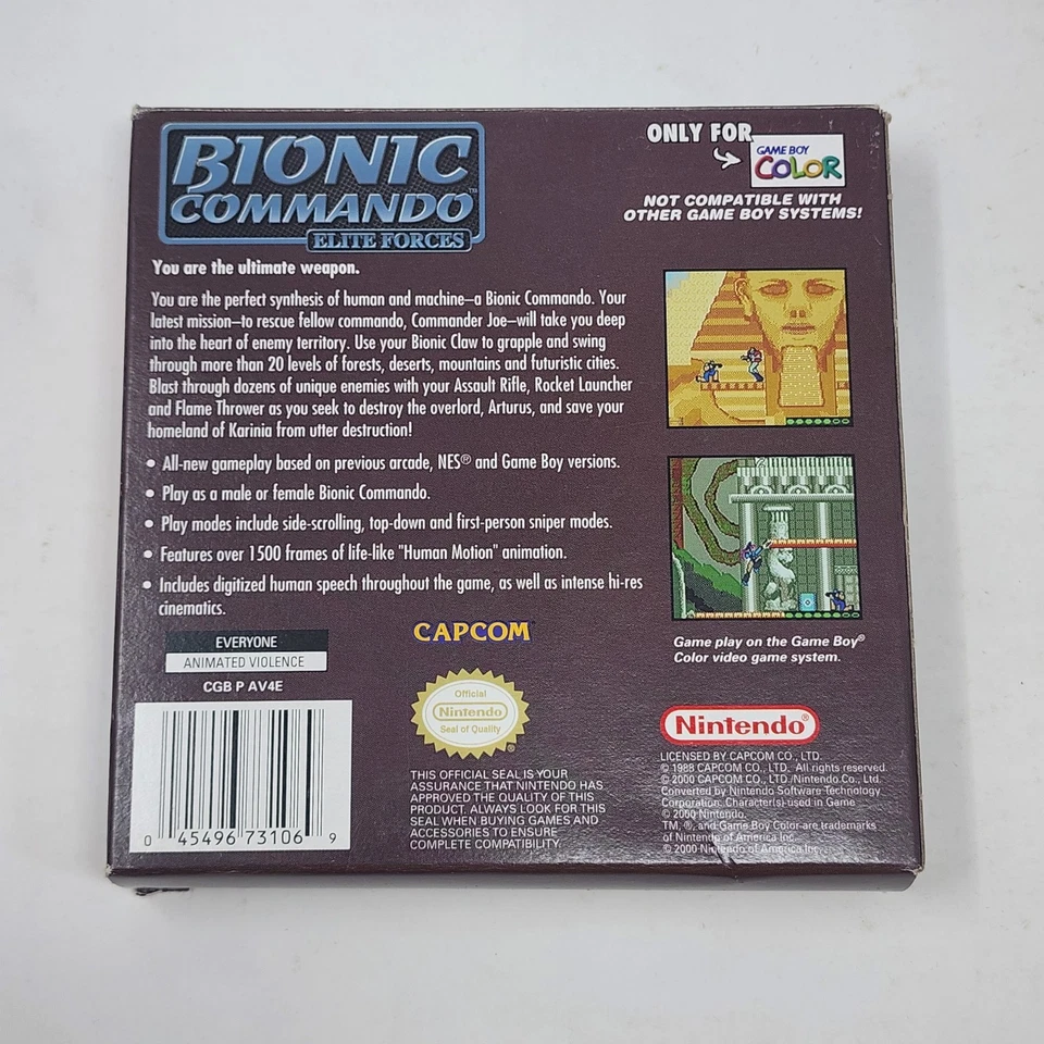 Bionic Commando: Elite Forces (Nintendo Game Boy Color) Complete CIB Authentic - Image 3 of 4