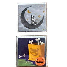 2 Treasures Halloween Pop Up Greeting Cards Skeleton Cat Pumpkin Jack-o-lantern
