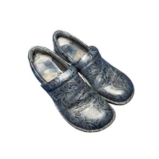BOC paisley print blue peggy slip on comfort shoe clogs womens 8.5 career work