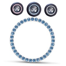 Bling Car Decor Crystal Rhinestone Car Bling Ring Emblem Sticker, Bling Blue