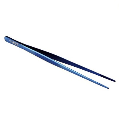 O'Creme 10 Inch Blue Precision Stainless Steel Kitchen Tweezer Tongs with Ser...