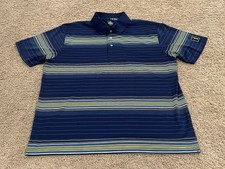 PGA Tour Pro Series Men's Golf Polo Shirt XL Green Blue Yellow White Stripped