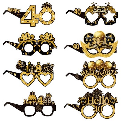 8pcs birthday party glasses decoration, paper glasses decorations for 40th birthday...