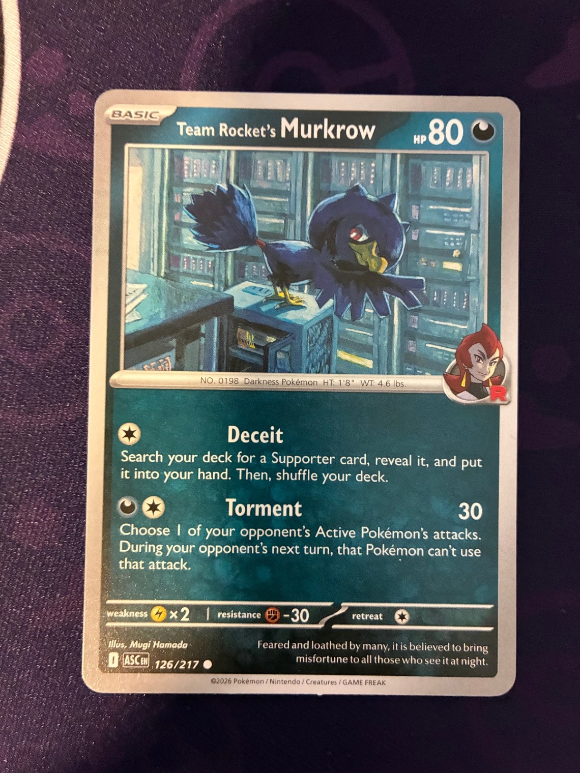 Team Rocket's Murkrow Common ME: Ascended Heroes 126/217 NM