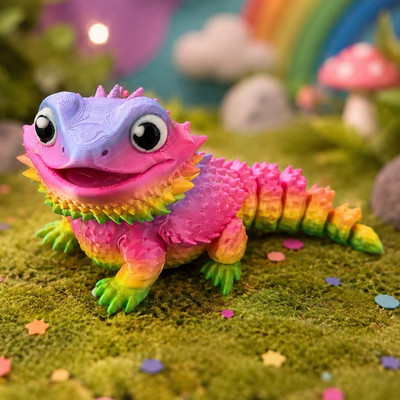 Multicolor Fantasy Salamander Resin Figurine w/ 3D Effect Glossy Finish