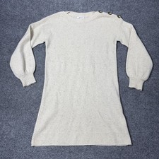 Madewell Sweater Dress Womens XS White Merino Wool Button Shoulder Knit Mini