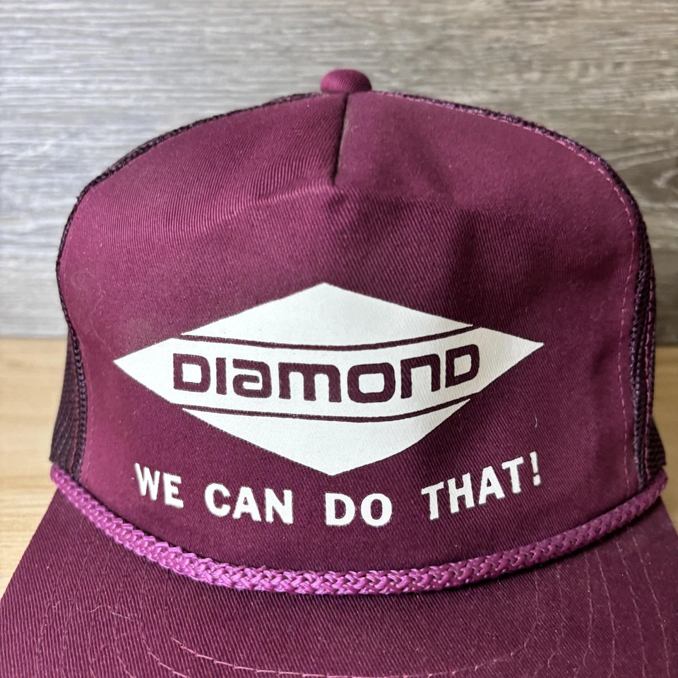 Gorra gorra vintage de diamante malla trasera a presión camionero promoción podemos hacer eso para hombre años 80 Foto 2 de 4
