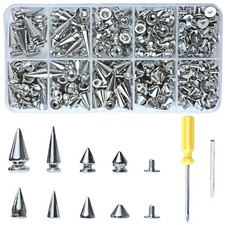 354 Sets Punk Spikes and Studs Kit  8 Sizes Cone Spikes,Metal Tree Spikes Stud...