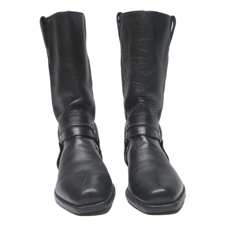 Stivali da motociclista TONY MORA da uomo in pelle nera UK 9,5 design elegante imbracatura - Immagine 4 di 4