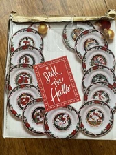 Tienshan Deck the Halls 7.5" 12 Days of Christmas Accent Salad Plates