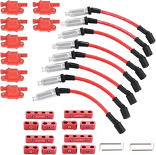 Set of 8 Ignition Coil Pack Square Type + Set of 8 8Mm Spark Plug Wire Harness H